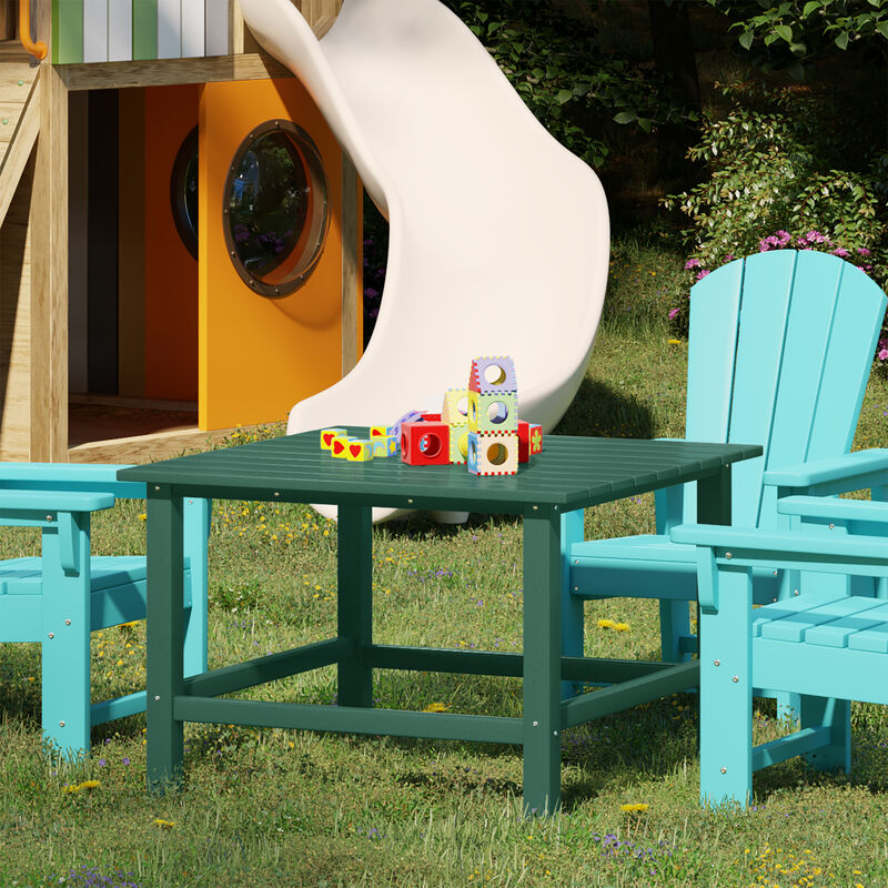 WestinTrends Kids Outdoor Patio Furniture HDPE Square Dining Table