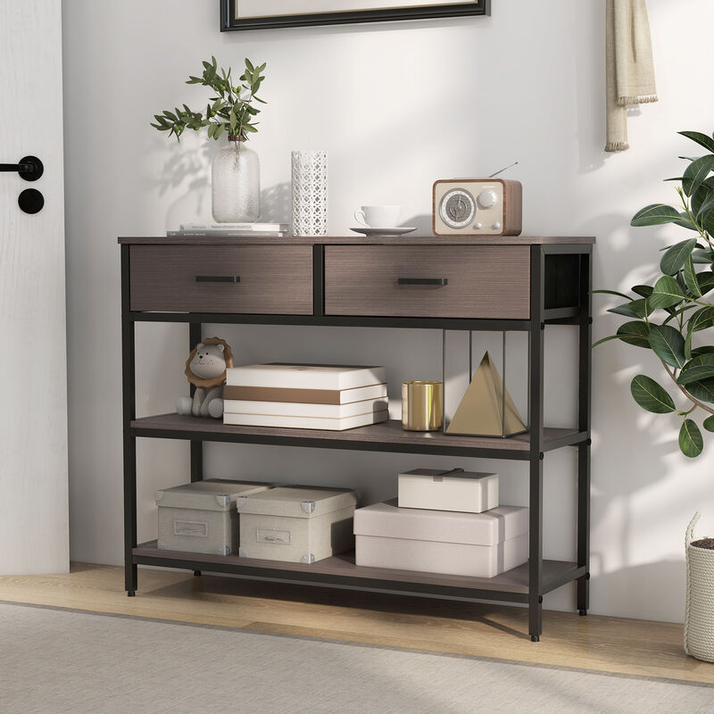 Console Table with Folding Fabric Drawers for Entryway
