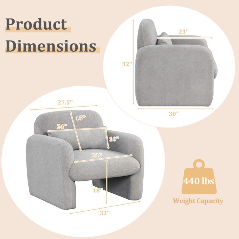 Hivvago Modern Accent Chair with Waist Pillow and Armrests for Living Room Bedroom