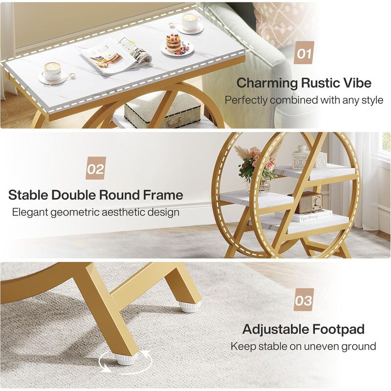 4-Tier End Table - Narrow Nightstand with Storage Shelves image number 6