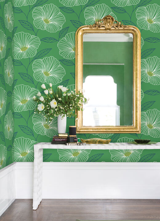 Mythic Green Floral Wallpaper
