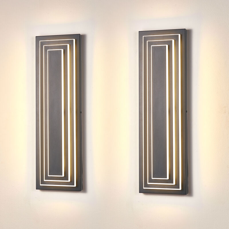 Black 1-Light Outdoor Sconce - 23.6 in. H, Hardwired with LED Bulbs (Set of 2) image number 6