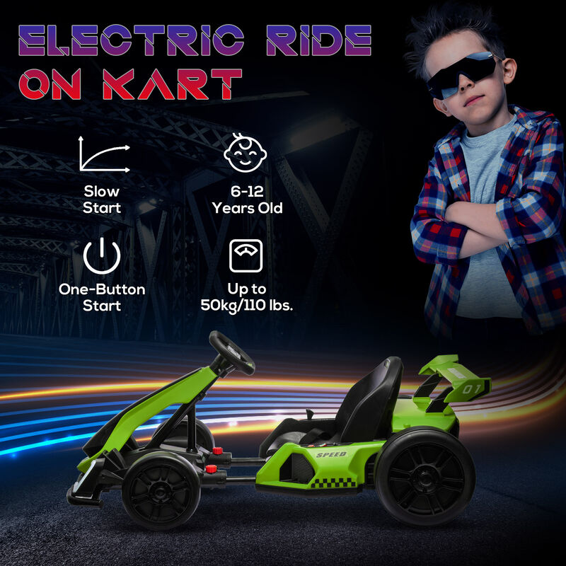 BreeBe 24V 7.5 MPH Electric Go Kart with Adjustable Seat, Slow Start image number 6