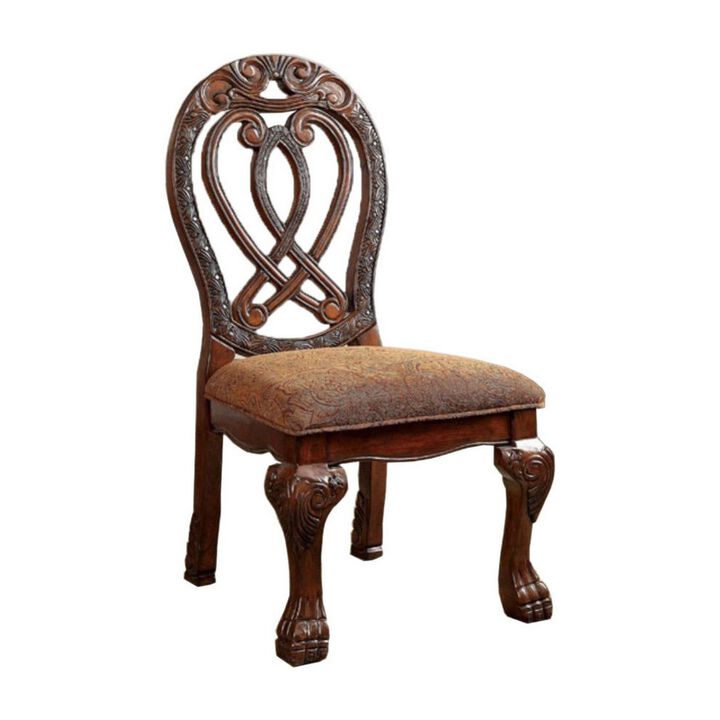 Wyndmere Traditional Side Chair, Cherry Finish, Set of 2-Benzara