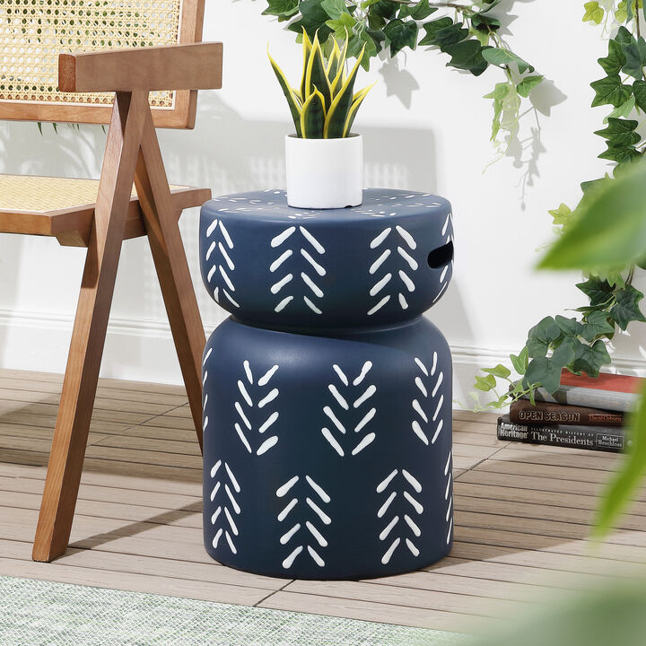 Kiri Modern Bohemian Arrow Pattern Drum Indoor/Outdoor Garden Stool