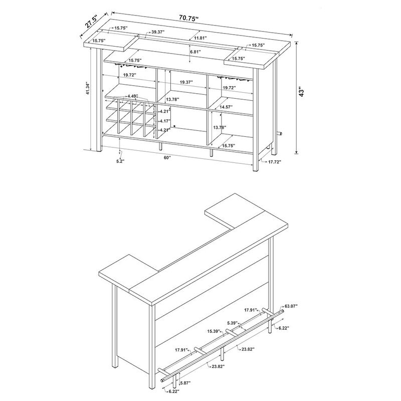 Coaster Co. of America Bellemore Freestanding Home Bar Wine Cabinet Grey Driftwood