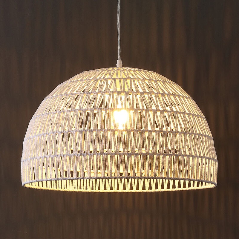 Campana Bohemian Modern Woven Rattaniron LED Pendant