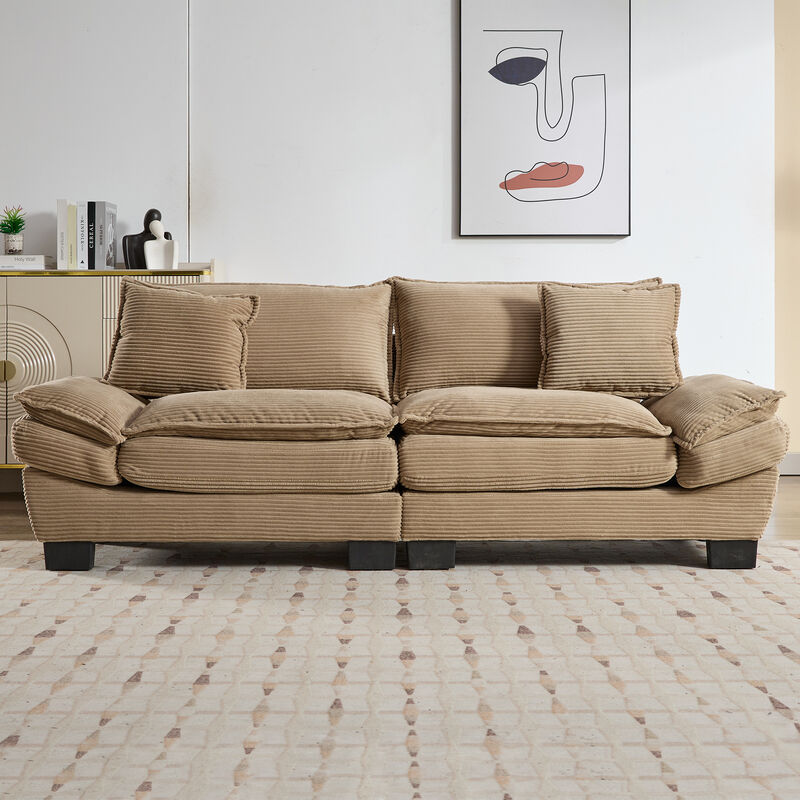 Merax Corduroy Sofa Loveseat Sofa with Pillows