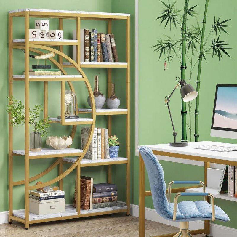 Wooden Bookshelf with Multiple Shelves for Living Room or Home Office