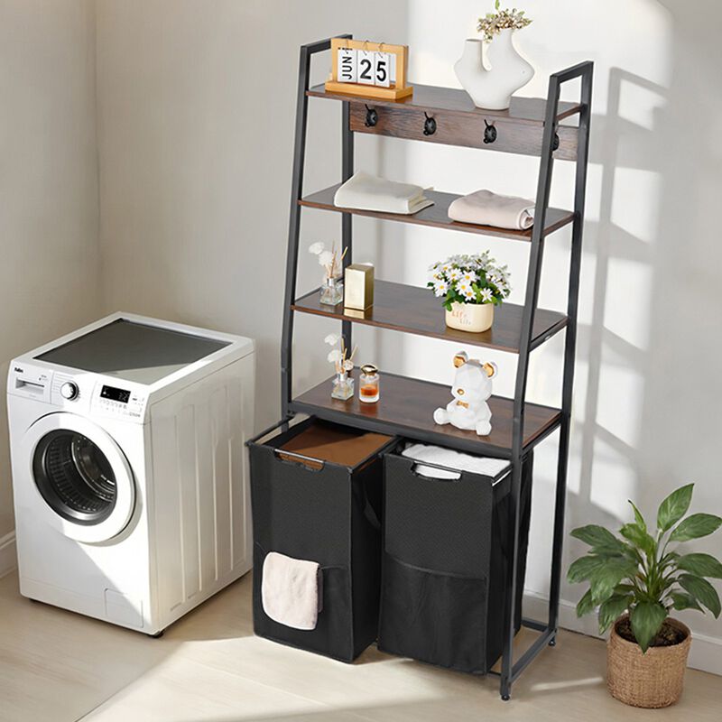 4 Tier Laundry Sorter Hamper with Shelves Hooks and Storage Baskets image number 1
