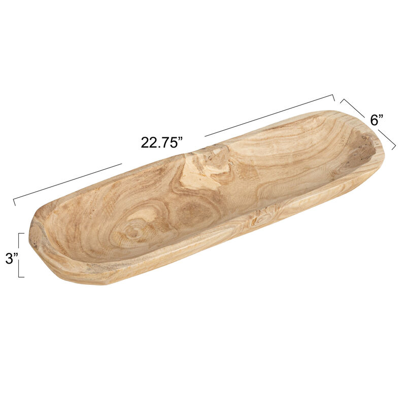 Oval Decorative Paulownia Wood Trug, Natural Finish image number 1