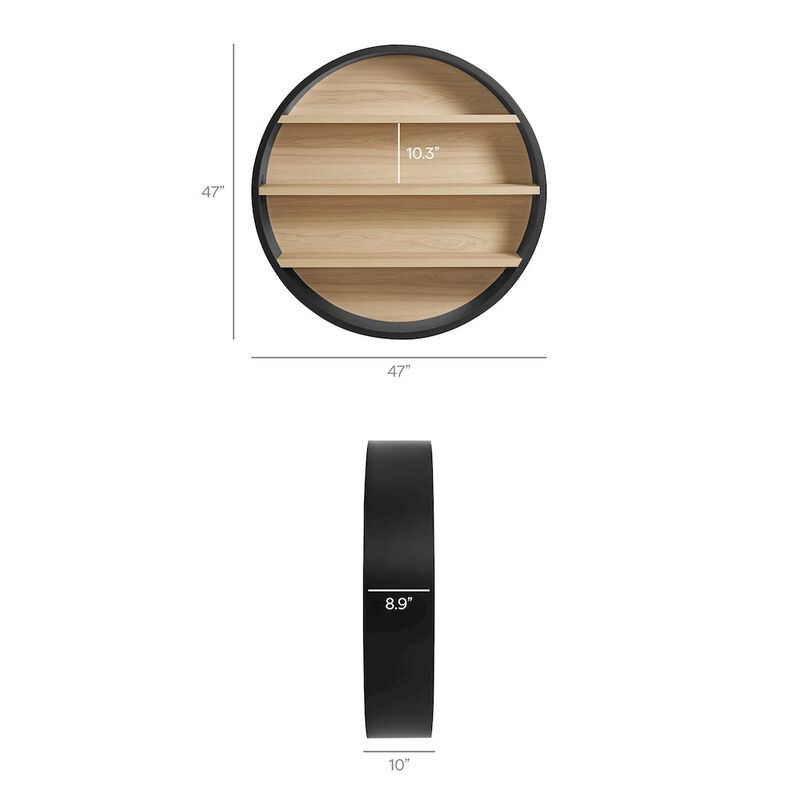 Romy 47" Round Wall Book Shelf image number 2