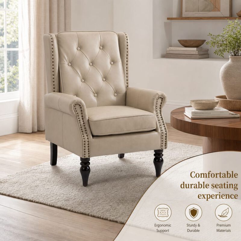 GOODSILO Modern Wood Frame Upholstered Armchair Comfortable Accent Lounge Chair for Living Room Bedroom Small Space Use image number 4