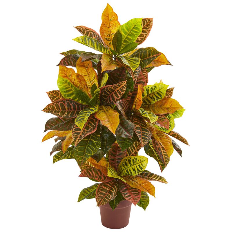 Hivvago 39" Croton Artificial Plant (Real Touch)