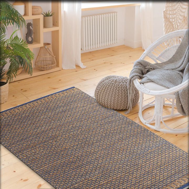 LR Home Natural Fiber Jute Blend Area Rug Indoor
