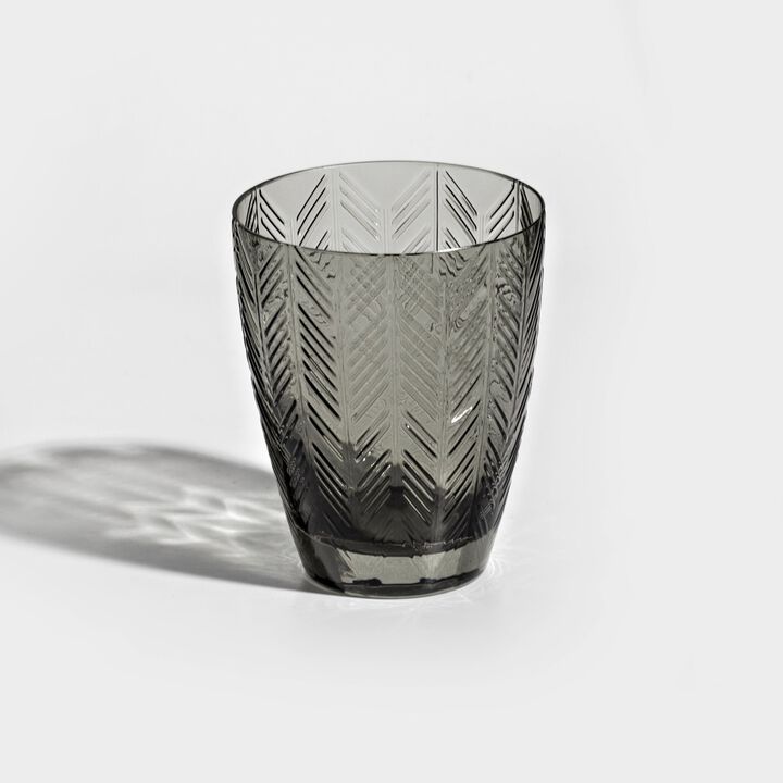 Water Glasses ZIG ZAG GLASS Grey Set of 6, diam. 3.31", H 4.13"