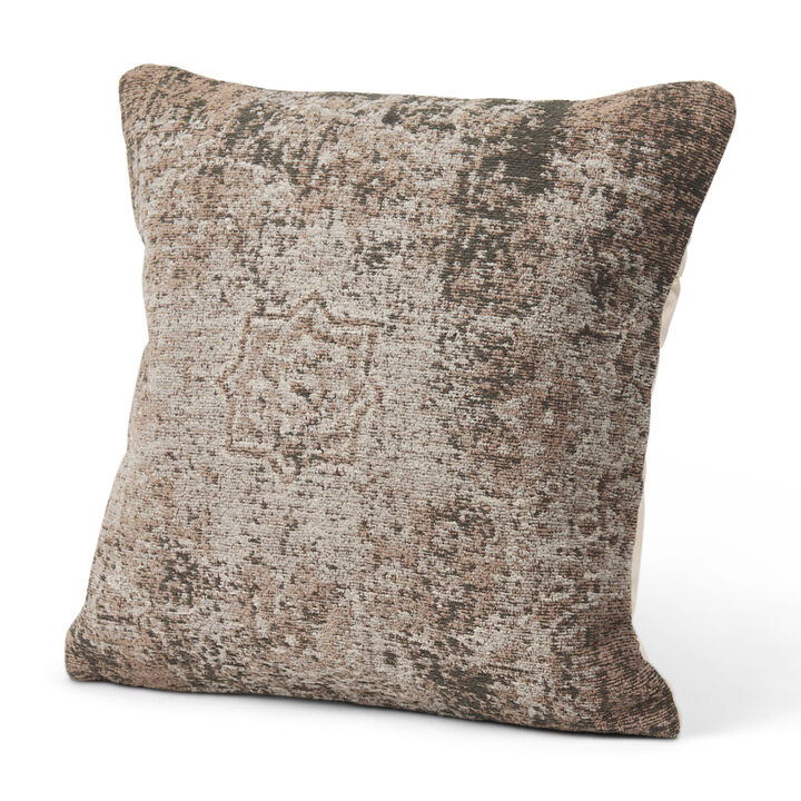 HomeRoots 20" Taupe Chenille Throw Pillow Cover with Texture