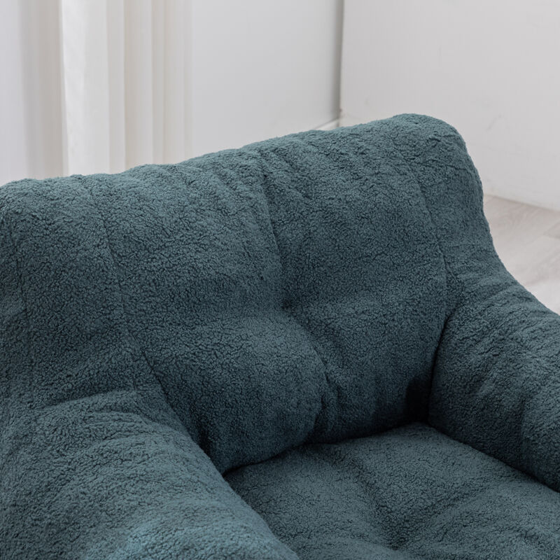 GOODSILO Soft Teddy Fabric Tufted Foam Bean Bag Chair with Ergonomic Backrest Design image number 6