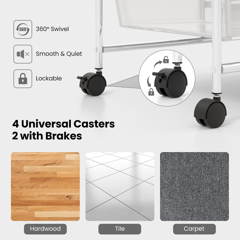 9-Drawer Rolling Organizer Cart &ndash; Multi-Color Storage with Metal Frame