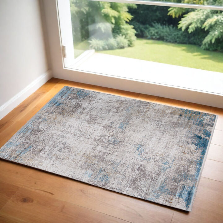 HomeRoots Abstract Power Loom Area Rug With Fringe