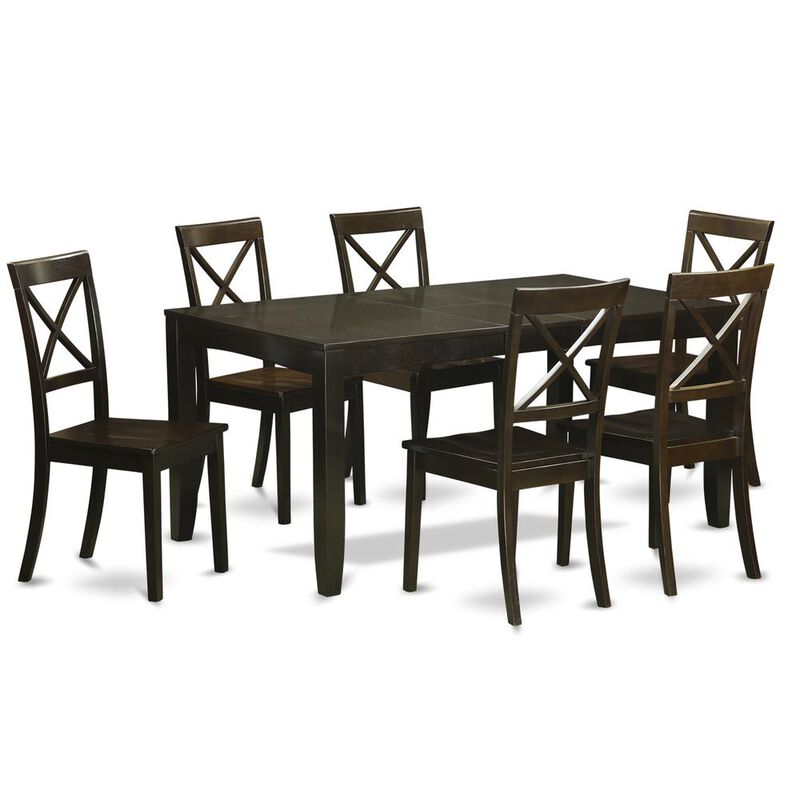 7 PC formal Dining room set-Dining Table with Leaf 6 Chairs for Dining room