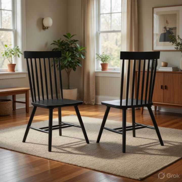 Andy Dining Side Chair Set of 2, Windsor Spindle Back