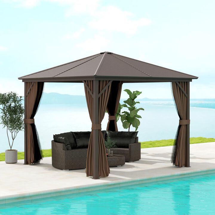 Hivvago 10x10 Permanent Hardtop Gazebo Aluminum Frame