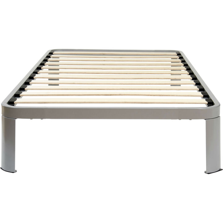 Luna Metal Platform Bed Frame with Wooden Slats – Contemporary, Stable Frame