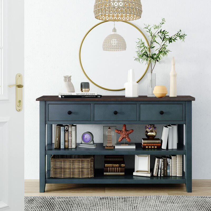 Whisen Modern Design Console Table with 3 Drawers and 2 Open Shelves - Espresso