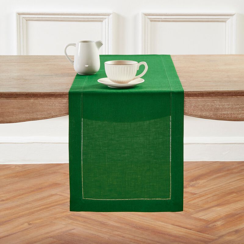 Solino Home Classic Hemstitch 100% Linen Table Runner &ndash; Handcrafted, Machine Washable, Perfect for Holiday and Everyday Dining