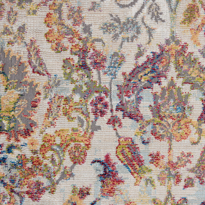 HomeRoots Floral Distressed Non Skid Area Rug