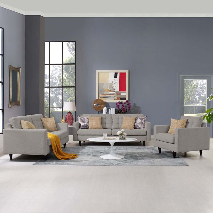 Empress Sofa, Loveseat and Armchair Set of 3 Gray