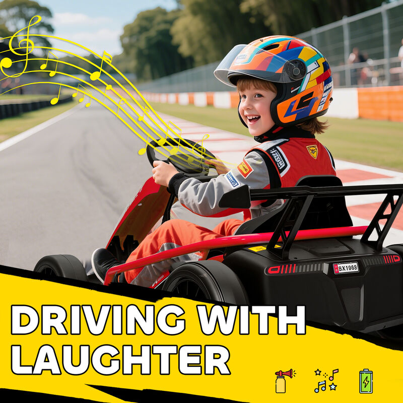 BreeBe 24V 7AH Kids Electric Go Kart, 8.1 MPH Battery Powered Drift Kart with Dual Motors, Soft Start image number 6