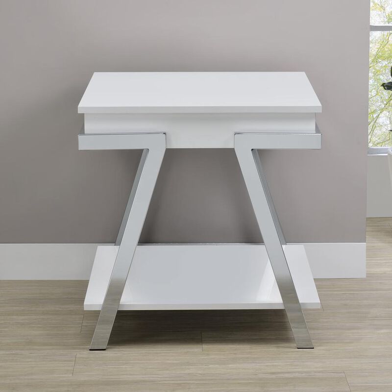 Zena White Square End Table