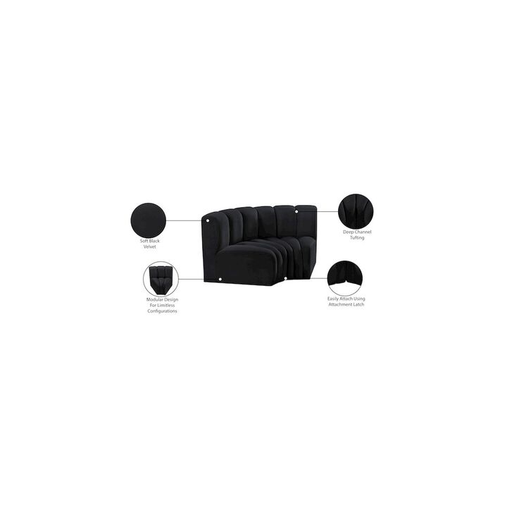 Meridian Furniture Arc Black Velvet Modular Sofa
