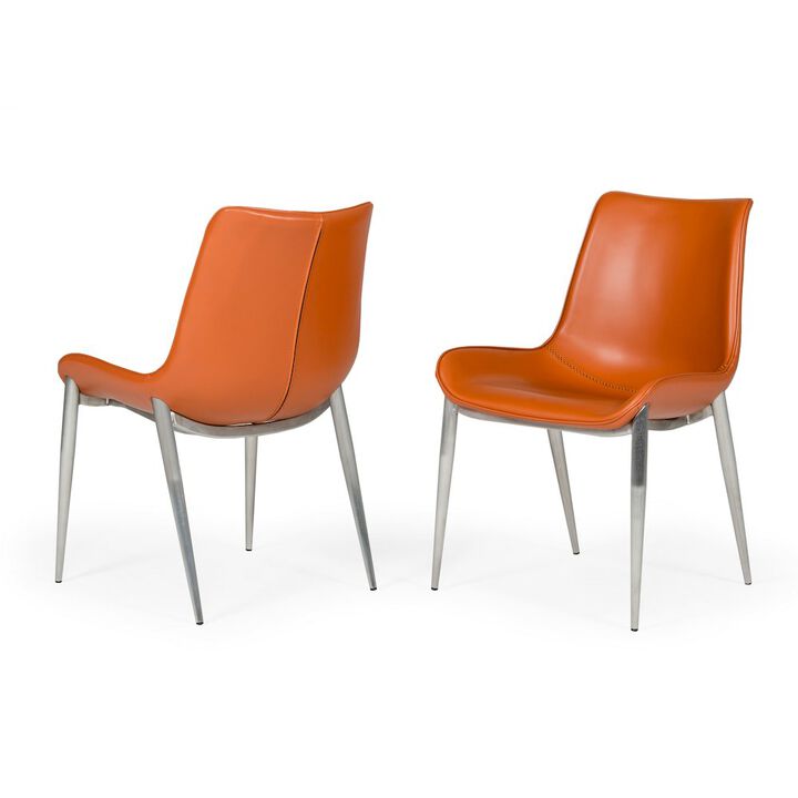 Modrest Holt - Modern Cognac Eco-Leather Dining Chair  (Set of 2)