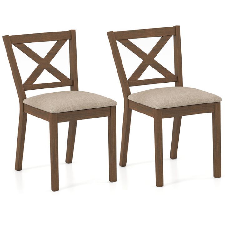 Set of 2 Modern Kitchen Dining Chairs with Upholstered Seats-Oak