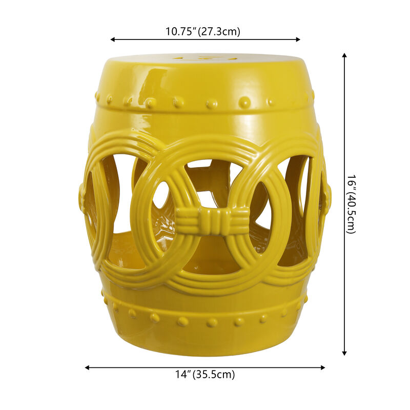 Lucky Coins Chinese Ceramic Drum Garden Stool
