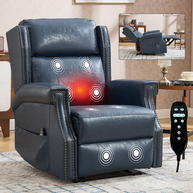 Faux Leather Manual Recliner Chair with Heavy Duty Motion Mechanism And 3 Massage Modes
