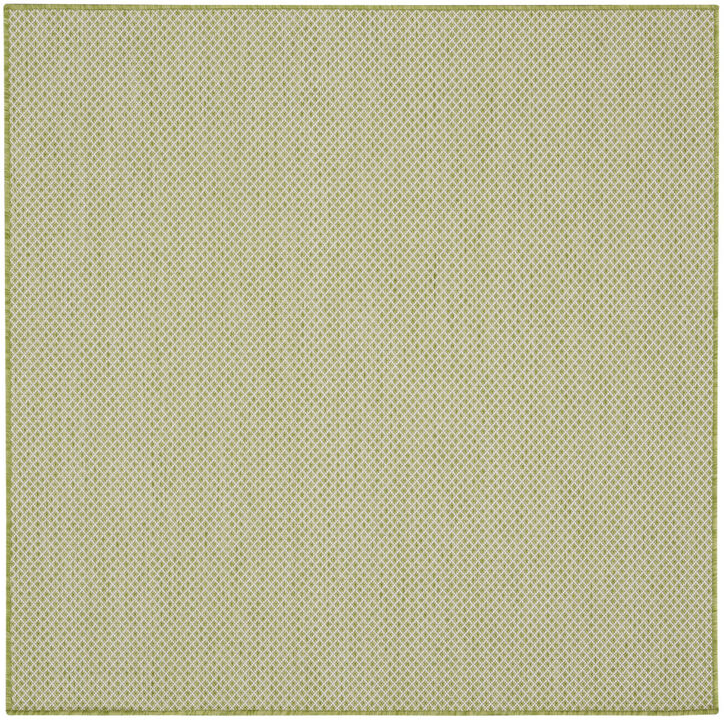 HomeRoots 4' Ivory And Green Square Geometric Indoor Outdoor Area Rug