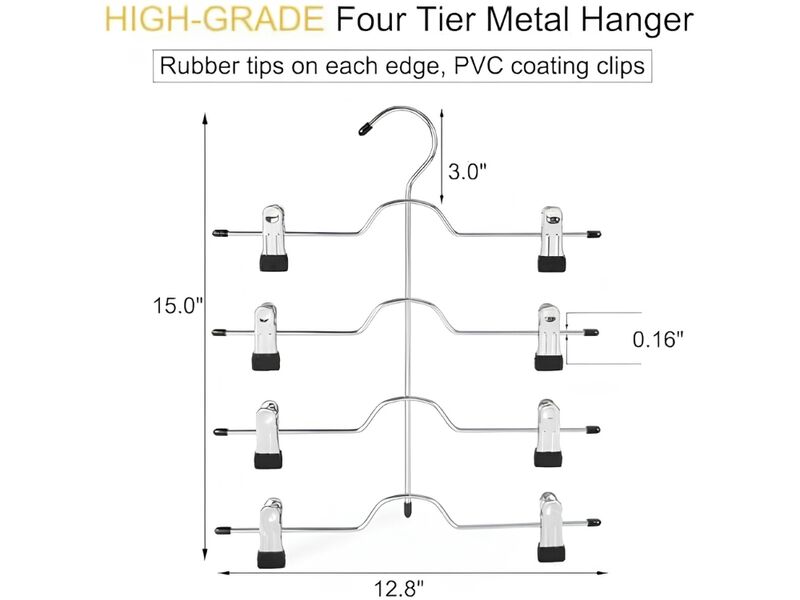 4-Tier Metal Skirt Hangers for Women | Adjustable Pants Space-Saving Hangers image number 2