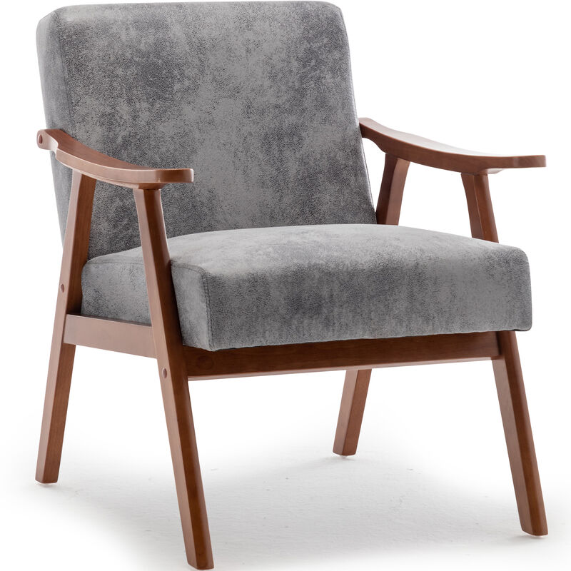 Merax Mid-Century Modern Accent Chair with Rubberwood Frame image number 0