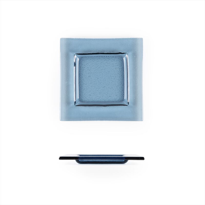 Glass Dinnerware 6" x 6" Square Transparent Blue Glass Plate (Set of 4) image number 1