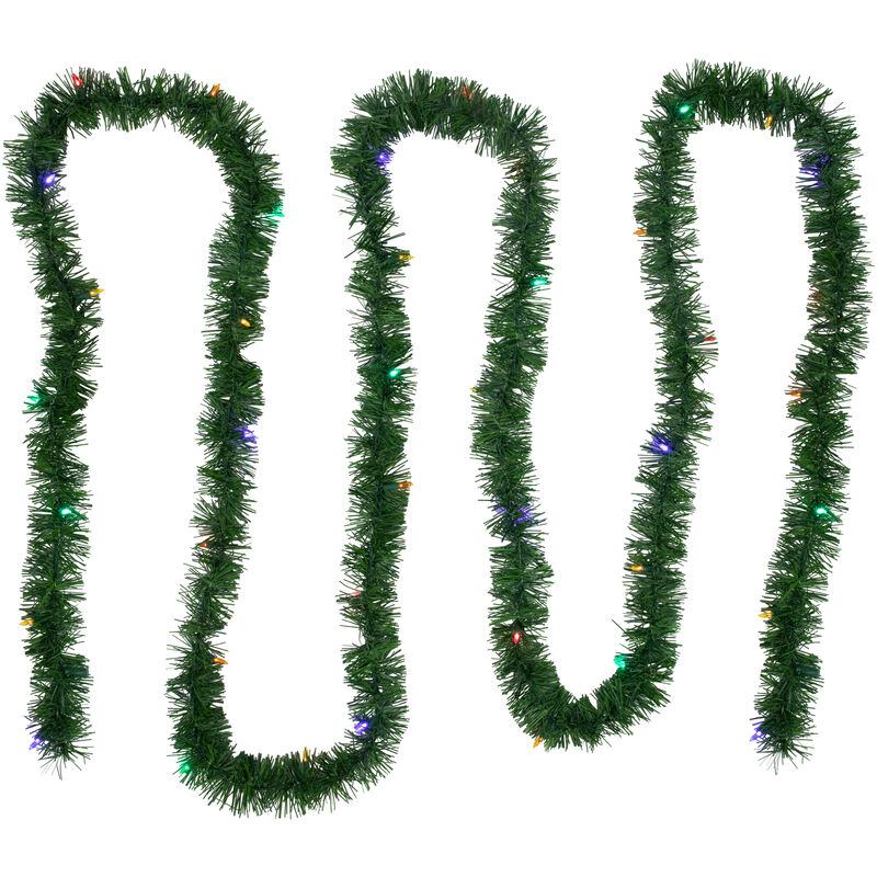 18' x 3" Pre-Lit Pine Artificial Christmas Garland  Multicolor LED Lights image number 0