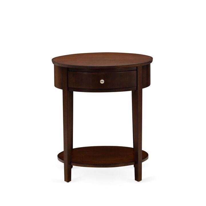Wood End Table with 1 Mid Century Modern Drawer, Stable and Sturdy Constructed - Antique Mahogany Finish
