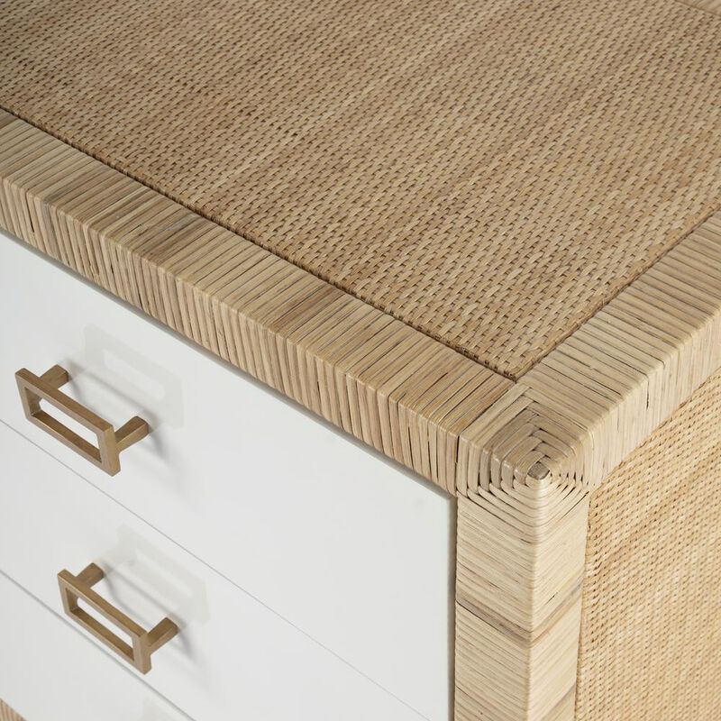 Butler Specialty Corfu 6 Drawer Natural Rattan Double Dresser, Natural and White image number 3