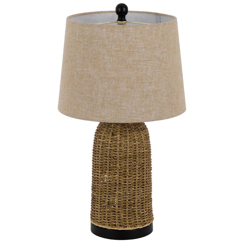 Table Lamp, Brown Drum Shade and Corn Leaf Wicker Woven Base, 24 Inch image number 4