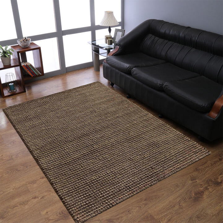HAND WOVEN JUTE ECO-FRIENDLY Contemporary AREA RUGS  - Rectangle Shape, Contemporary, High Pile, Natural Fiber, Outdoor Indoor Handmade Area Rugs for Living Room (J00094)