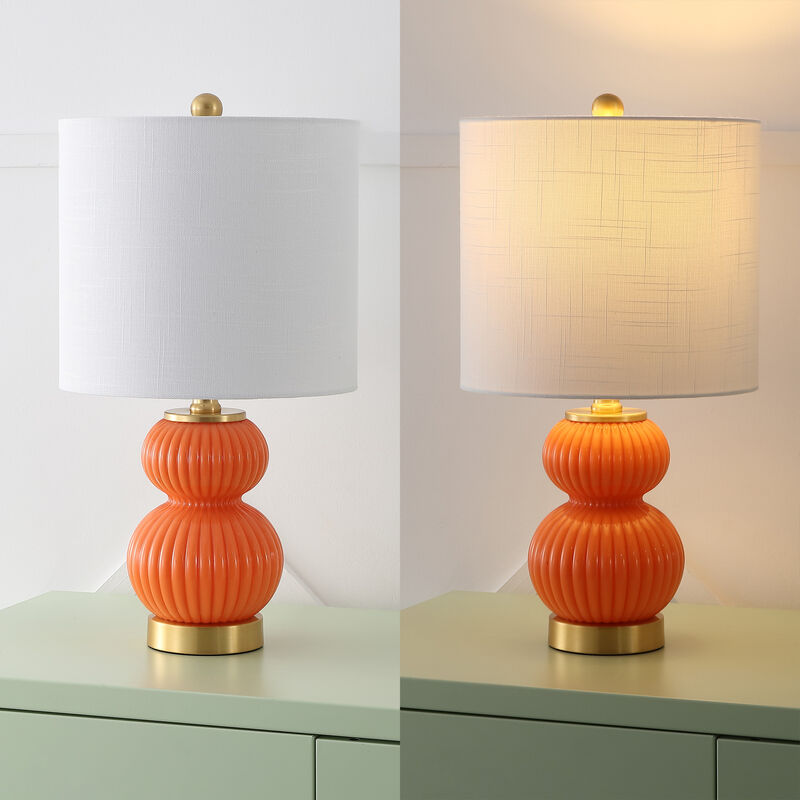 Daphne 20" Contemporary Transitional Metal/Glass Ribbed Gourd LED Table Lamp