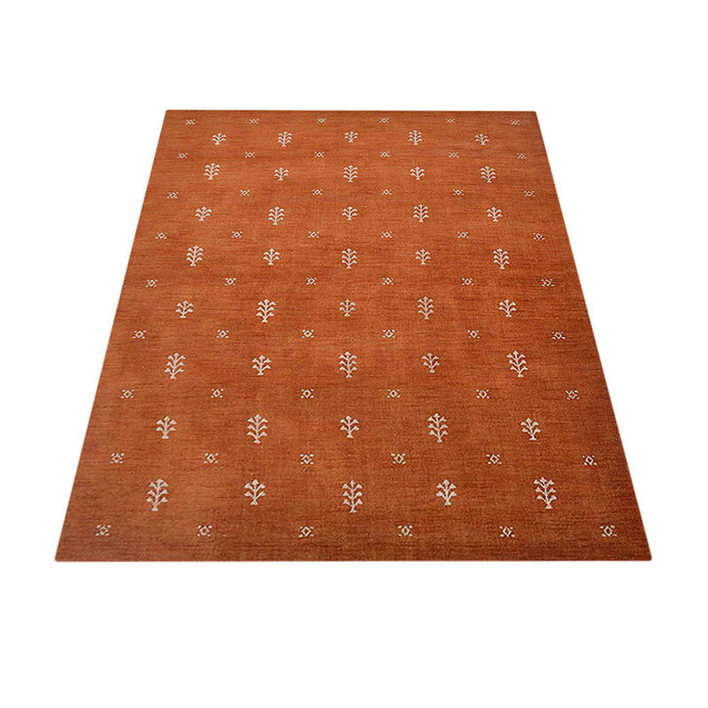 RUGSOTIC CARPETS HAND KNOTTED LOOM WOOL ECO-FRIENDLY AREA RUGS  - 3'x5', Rectangle, Orange White Color, Contemporary Modern Design, High Pile Handmade Anti Skid Rugs for Living Room (L00501)